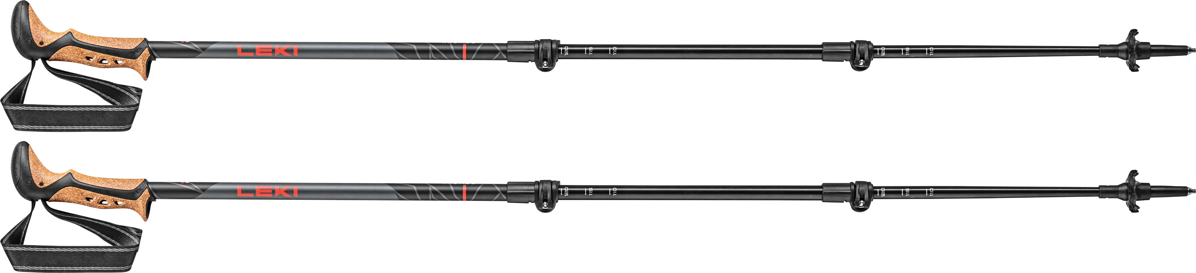 Leki Treckingstock - Khumbu  - 110-145 cm - dark anthracite/white/bright red