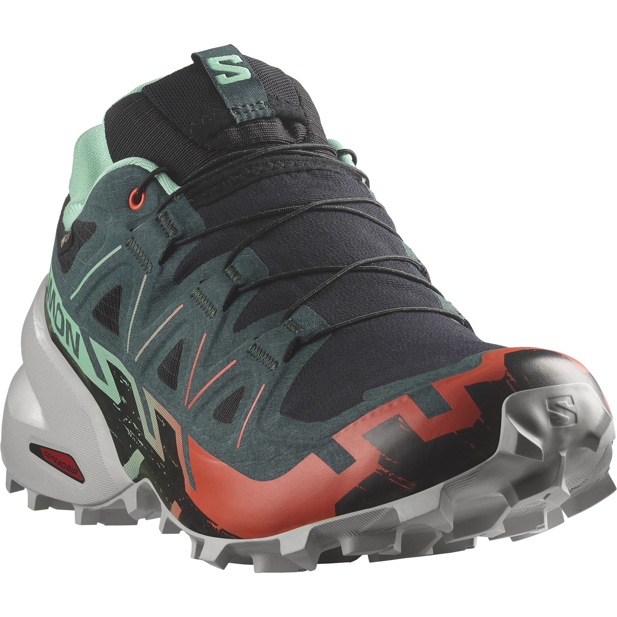 Salomon Speedcross 6 GTX Women -  black/electric green/cherry tomato 
